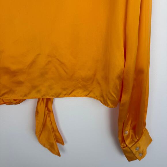 NWT Aritzia Womens Long Sleeve Button-Up Tie-Front Tuscan Sun Orange Top Small - Picture 9 of 14